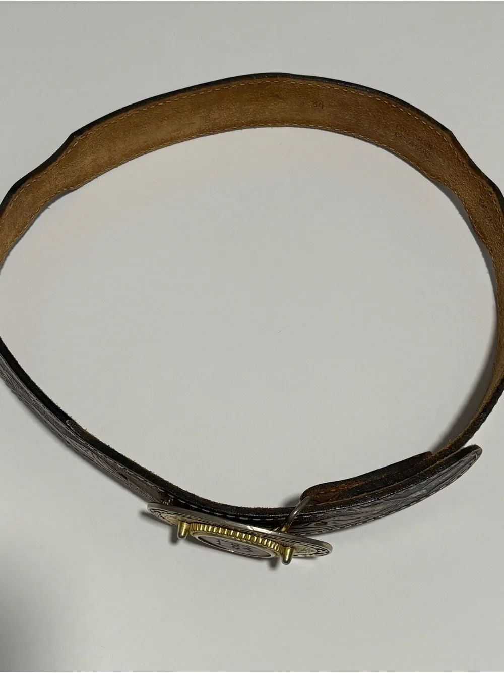 Vintage Western Full Grain Cowhide Belt in Rich Brown